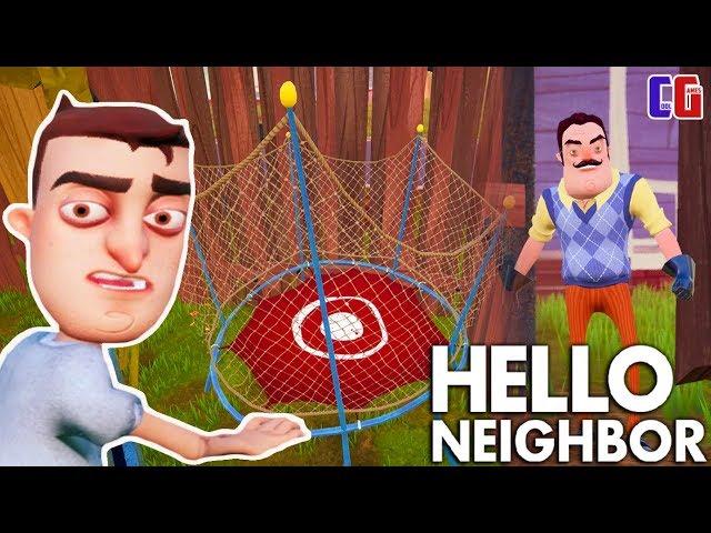 RAN AWAY FROM HOME AND HELLO NEIGHBOR ACROSS THE TRAMPOLINE! Cartoon horror Walkthrough ACT 2