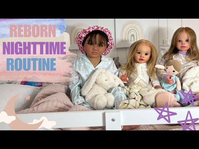 Reborn BATH Time  NIGHT time  ️  ROLEPLAY with FOUR dolls #rebornbaby #reborns #babydoll