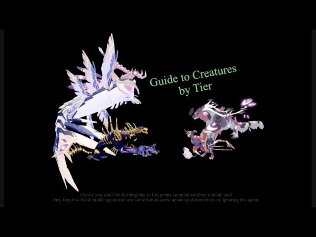 Guide to Creatures by Tier - Creature of Sonaria