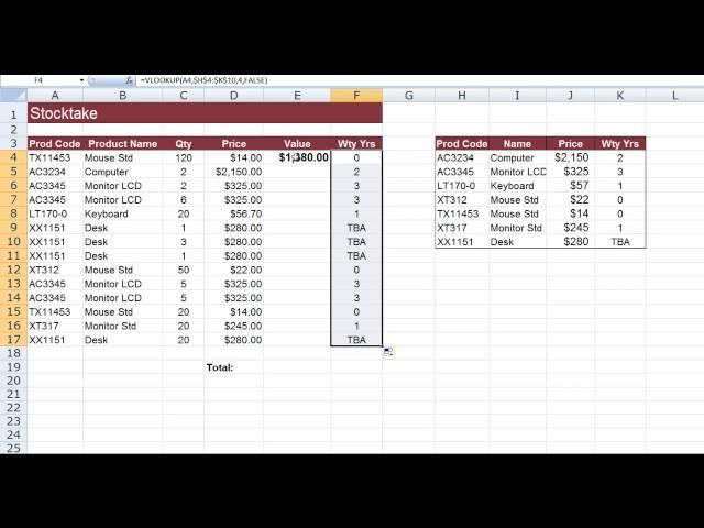 How to use VLOOKUP in Excel 2007, 2010 and 2013 with absolute cell references