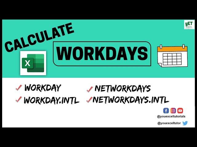 WORKDAY || NETWORKDAYS || WORKDAY.INTL || NETWORKDAYS.INTL || Important Date Functions