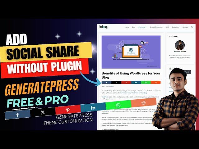 How to Add Social Share Buttons on WordPress without Plugin | GeneratePress Theme Customization