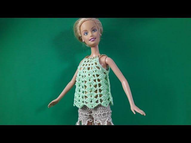 Новый вязаный топ для Барби. How to crochet. Summer tank top.