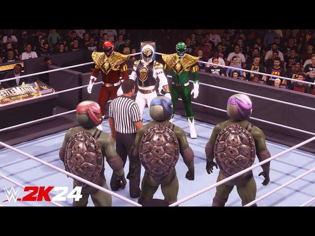 Teenage Mutant Ninja Turtles Vs Power Rangers(MMPR) | Elimination Match - WWE 2K24 - PS5 [4K 60FPS]