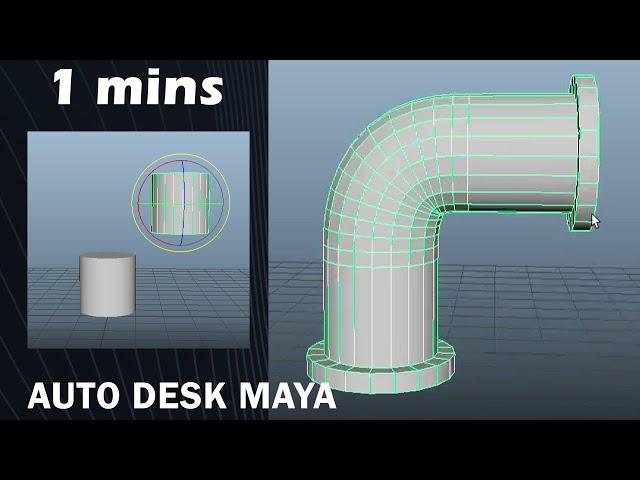 one mins Modelling Pipes with the Wedge Tool in Maya animation.!