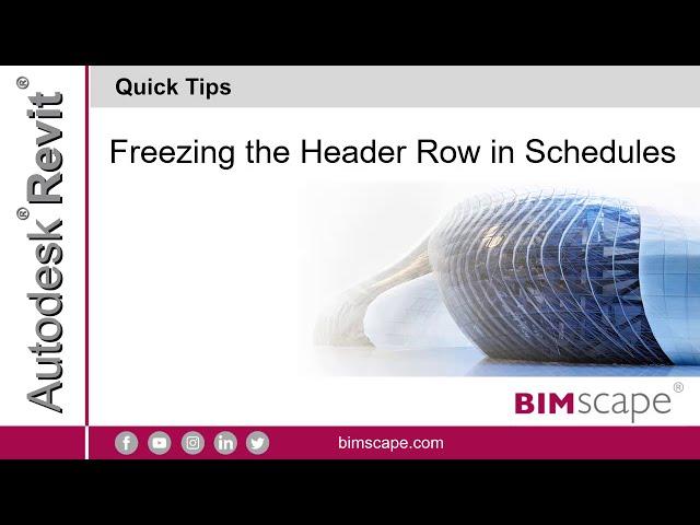 Autodesk Revit: Freezing the Header Row in Schedules