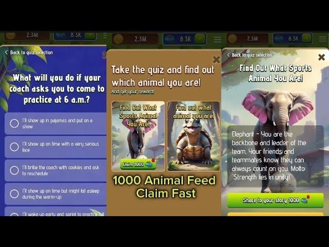 zoo new update quiz complete the quiz and claim the 1000 animal feed zoo new update today#zooairdrop