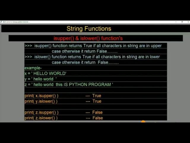 Python string function isupper() & islower()