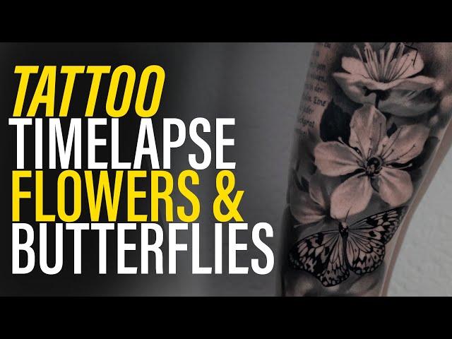 TATTOO TIMELAPSE || Flowers and Butterflies