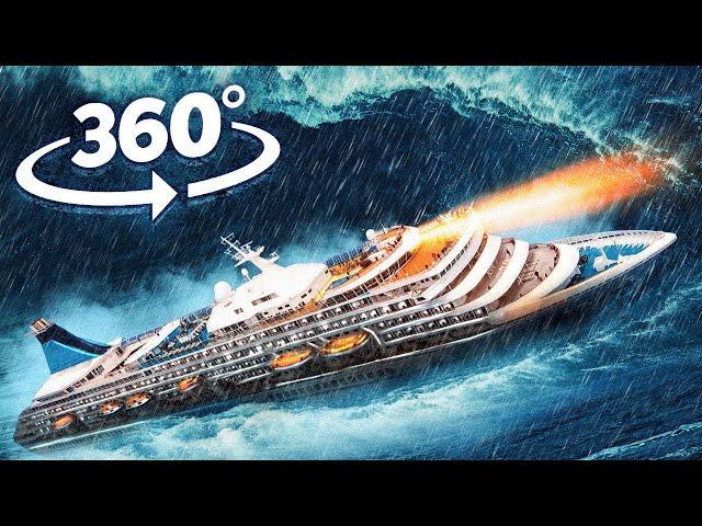 360° CRUISE SHIP SINKING - Survive Tsunami and Storm VR 360 Video 4k ultra hd