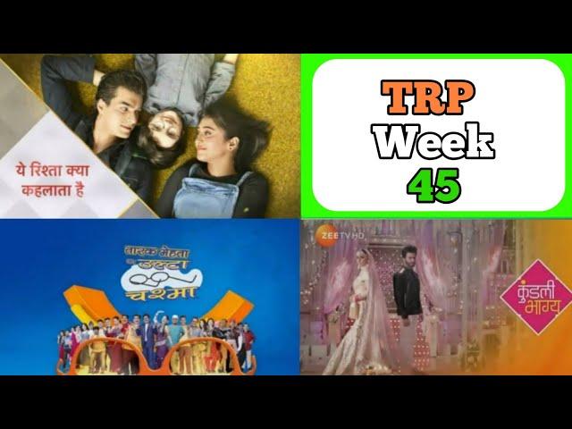BARC TRP Rating Week 45 (2019) : Top 20 Shows (URBAN) | FULL TRP YRKKH, TMKOC, Bigg boss 13