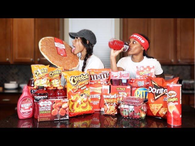 We Only Ate RED FOODS For 24 HOURS!! (IMPOSSIBLE FOOD CHALLENGE)