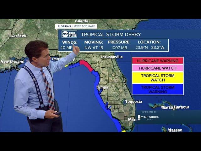 TRACKING THE TROPICS | Tropical Storm Debby enters the southeastern Gulf of Mexico