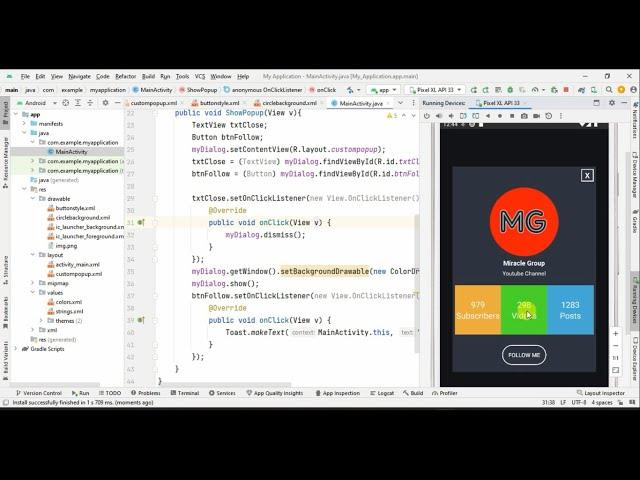 Custom Pop Up Great UI in Android Studio with java