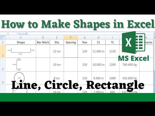 How to Insert Shapes in Excel | Bar Bending Schedule Excel Basics