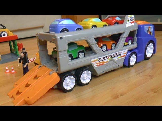 Car Transporter video for children Senya pretend play police and cars toys