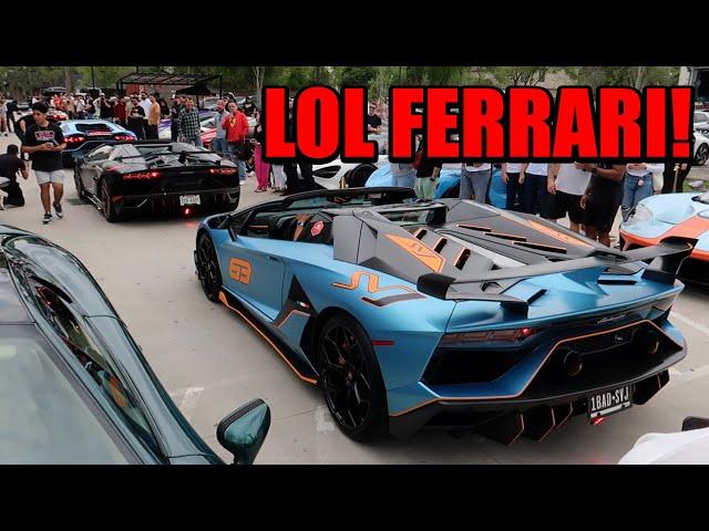 FERRARI SUV REVEAL GETS SHUT DOWN BY LOUD LAMBORGHINI CREW!!!