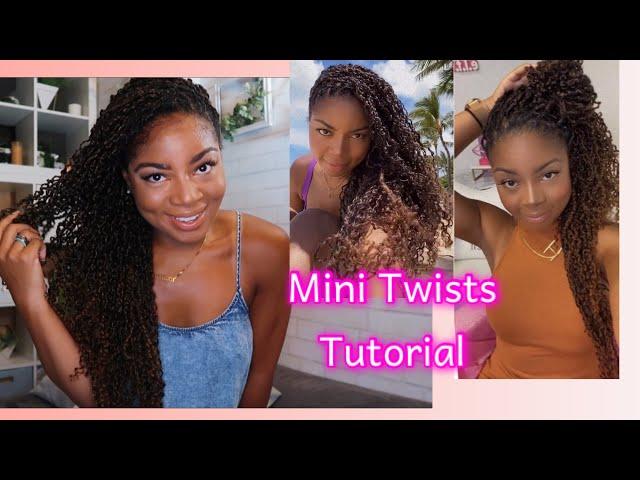 Natural mini Twists Hair Tutorial with water wave curly hair from AMAZON! Senegalese, Spring Twists