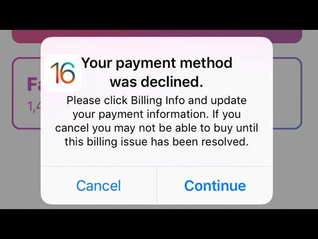 Your Payment Method Was Declined Error in App Store iOS 16