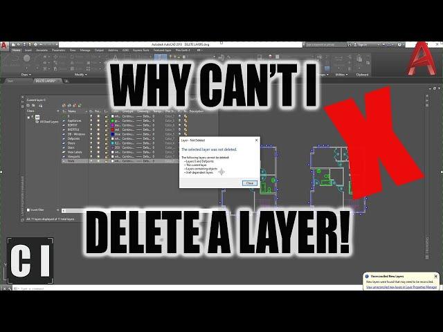 AutoCAD How To Delete Layers with Objects and Other Layers that Won't Delete! - 2 Minute Tuesday