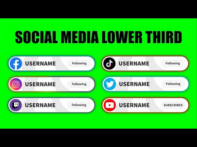 Social Media Lower Third Animation For Your Videos - GREEN SCREEN