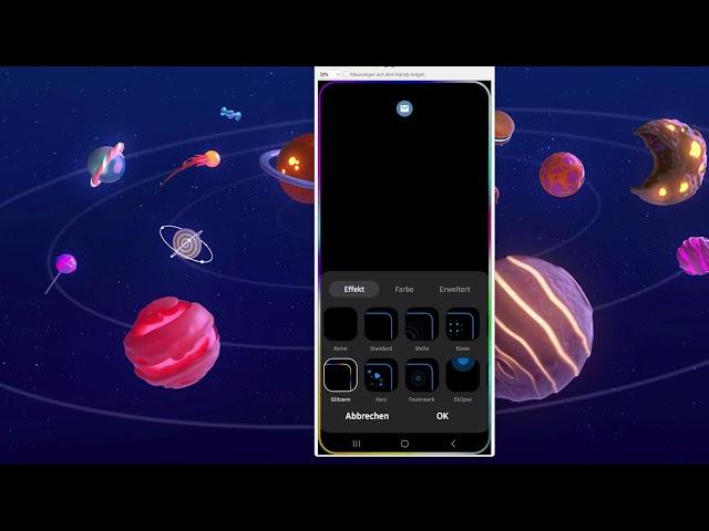 Das Seitenlicht auf einem Samsung-Smartphone aktivieren. Effekte für Benachrichtigungen.