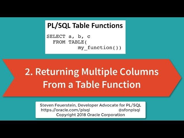 Getting Started with PL/SQL Table Functions 2. Returning Multiple Columns