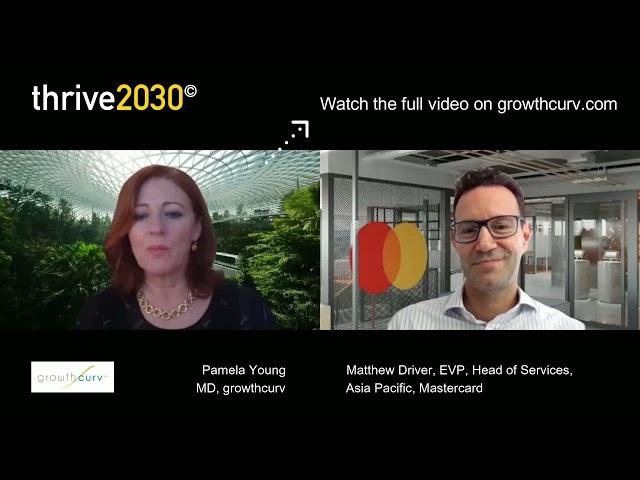 Pamela Young of growthcurv talks with Matthew Driver of Mastercard in Singapore on thrive2030