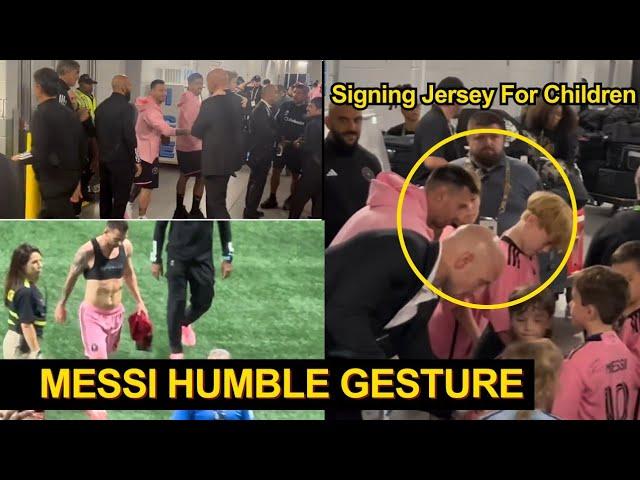 Humble Messi Greets Atlanta's Keeper Brad Guzan Family And Signed Jersey For Kids After Game