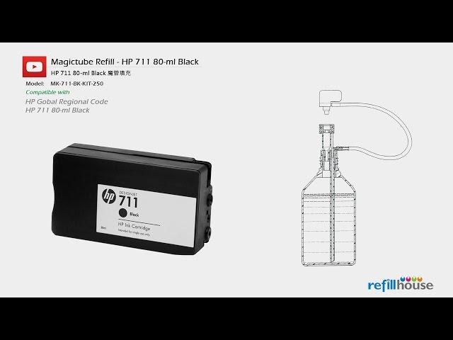 How to refill HP 711 Black - Magictube refill with 250 ml