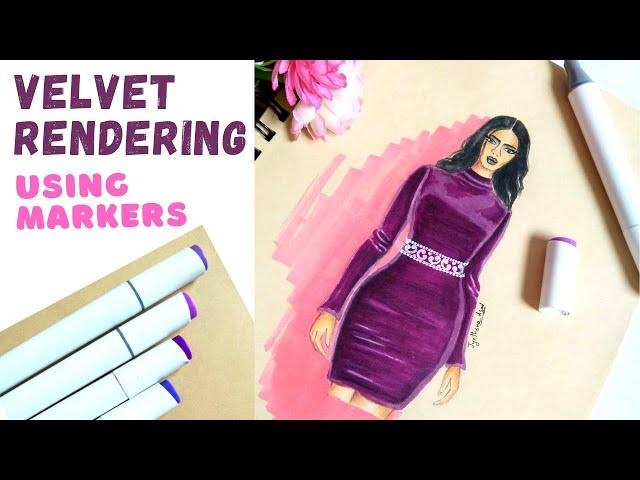 How To Render Velvet Fabric || Velvet Fabric Rendering || Fashion Illustration