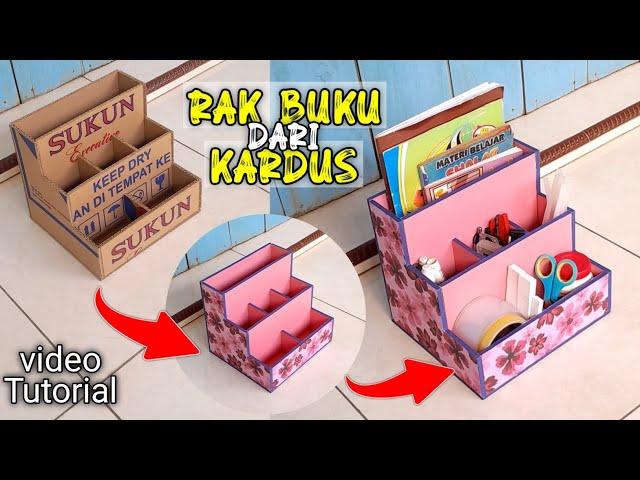 RAK BUKU DARI KARDUS | desk organiser with cardboard