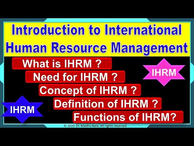 Introduction to IHRM or International Human Resource Management | M.Com | MBA | BBA | KUK