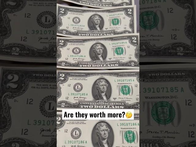 $2 Bills in Sequential Order @thecoinchanneltube  What do ya think?  #shorts #viral #trending