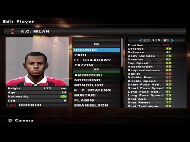 PES 2013 - Milan - Stats - PS2