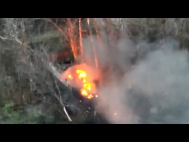 A Russian BMP is destroyed by paratroopers of Ukraine's 25th Airborne Brigade