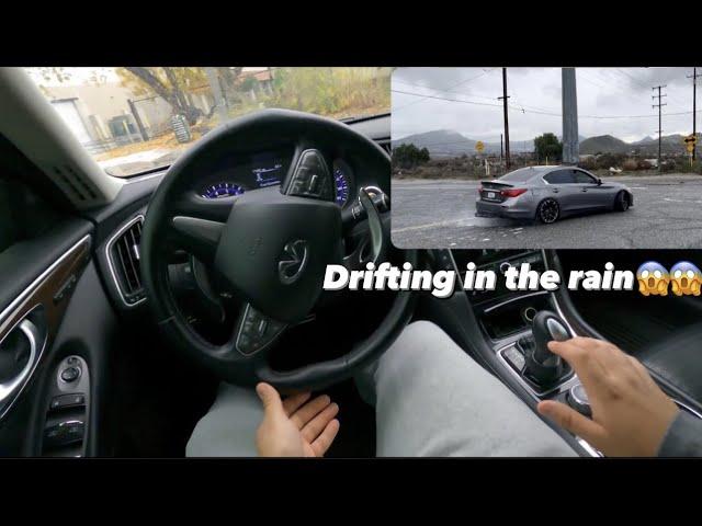 INFINITI Q50 DRIFTS IN THE RAIN! *POV* (LOUD)