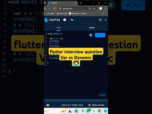 difference between Var  Dynamic. Flutter interview question #shorts #flutter #coding