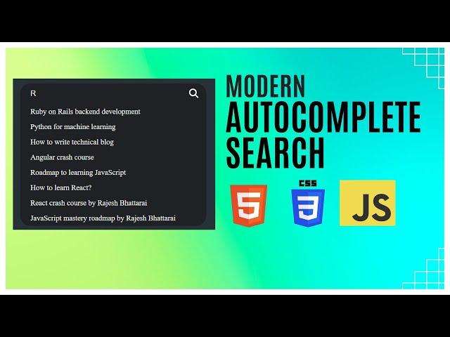 Autocomplete Search Suggestions | Auto Suggestions Search Bar | HTML CSS & JavaScript