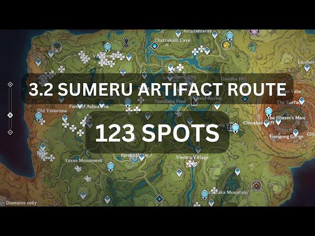 [Genshin Impact] Sumeru Daily Artifact Route: 123 Spots (Updated for 3.2)