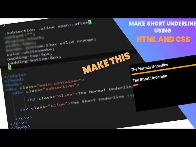 Short line With HTML and CSS Only  Underline-width #htmltutorial #webdesign