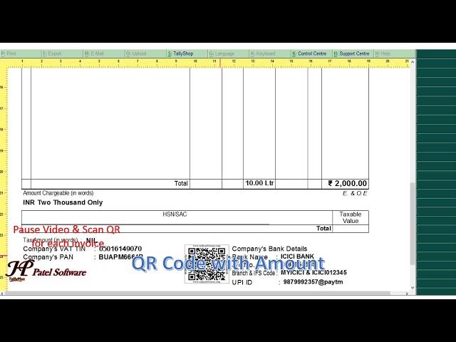 Print QR Code with Amount in Tally.ERP 9 Invoice