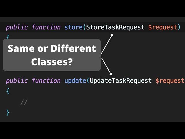 Laravel Form Request: Store/Update - Same or Separate Class?