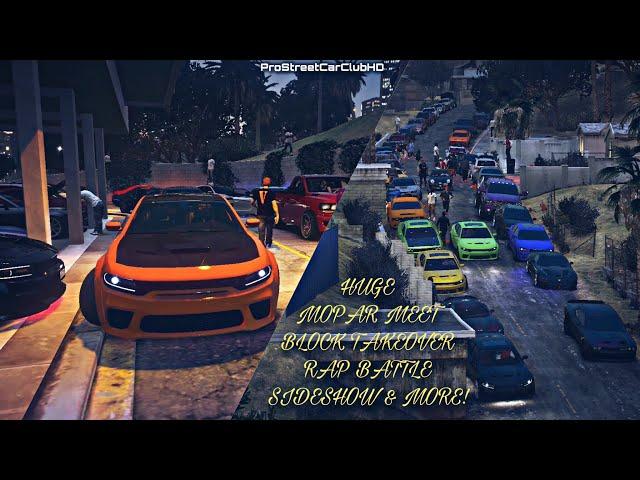 (PC) GTA FiveM: HUGE MOPAR Car Meet/Cruise| Rap Battles/Sideshows/Block Takeovers & More!