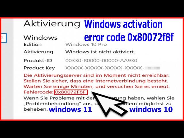 How to Fix Windows activation error code 0x80072f8f (Solved) windows 10 or 11