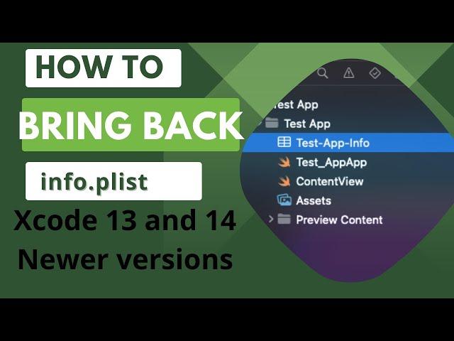 Find info.plist file in Xcode 13 and 14 of Xcode in SwiftUI project