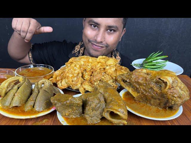 EATING MUTTON FATT CURRY ,MUTTON LIVER CURRY ,MUTTON HEAD & CHILLIS | MUTTON FATT CURRY EATING