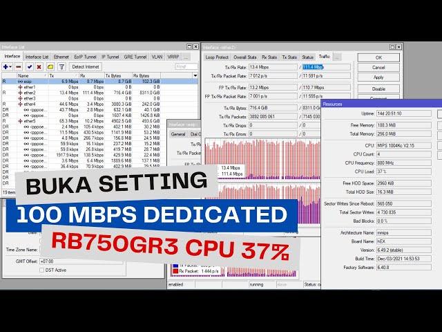 Buka Settingan RB750GR3 100Mbps Dedicated CPU 30-40%