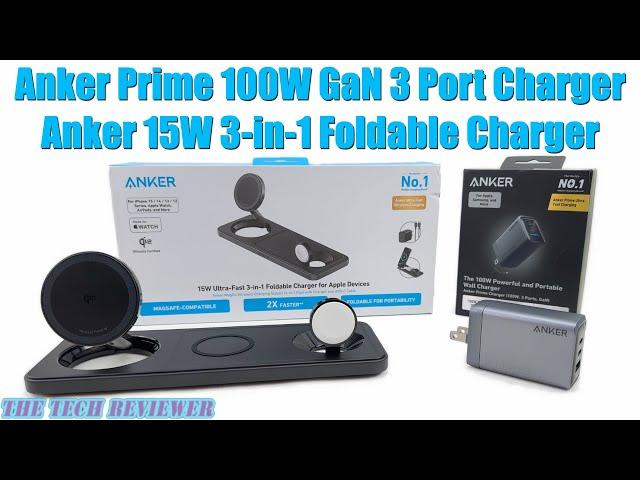 Anker Prime 100W 3 Port Charger & Anker 15W Qi2 3-in-1 Foldable Charger: Fast Multi Device Charging!