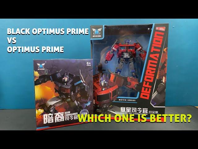 Aoyi Mech Transformers black optimus prime aka nemesis prime vs basic optimus prime